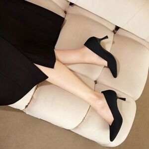 VIVAIA Heel Pumps Pointed Toe Knit Dress Shoes Black Heels size EU/40 US/9